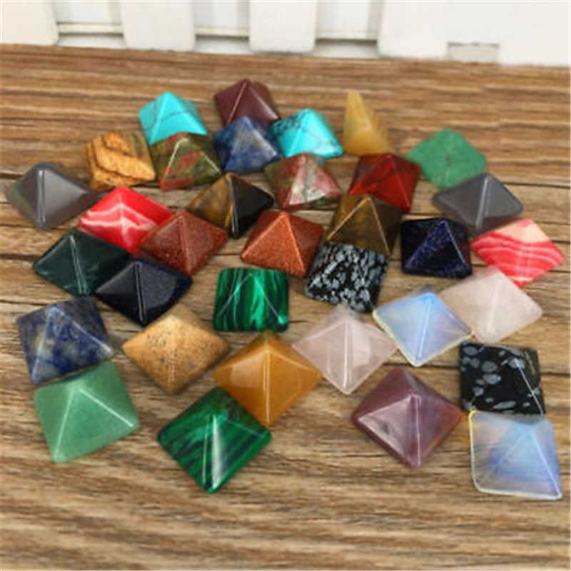 7Pcs Chakra Pyramid Stone Set Crystal Healing Chakra Set Jewelry Making Multi-color Random Color Popular Stones Decoration Craft