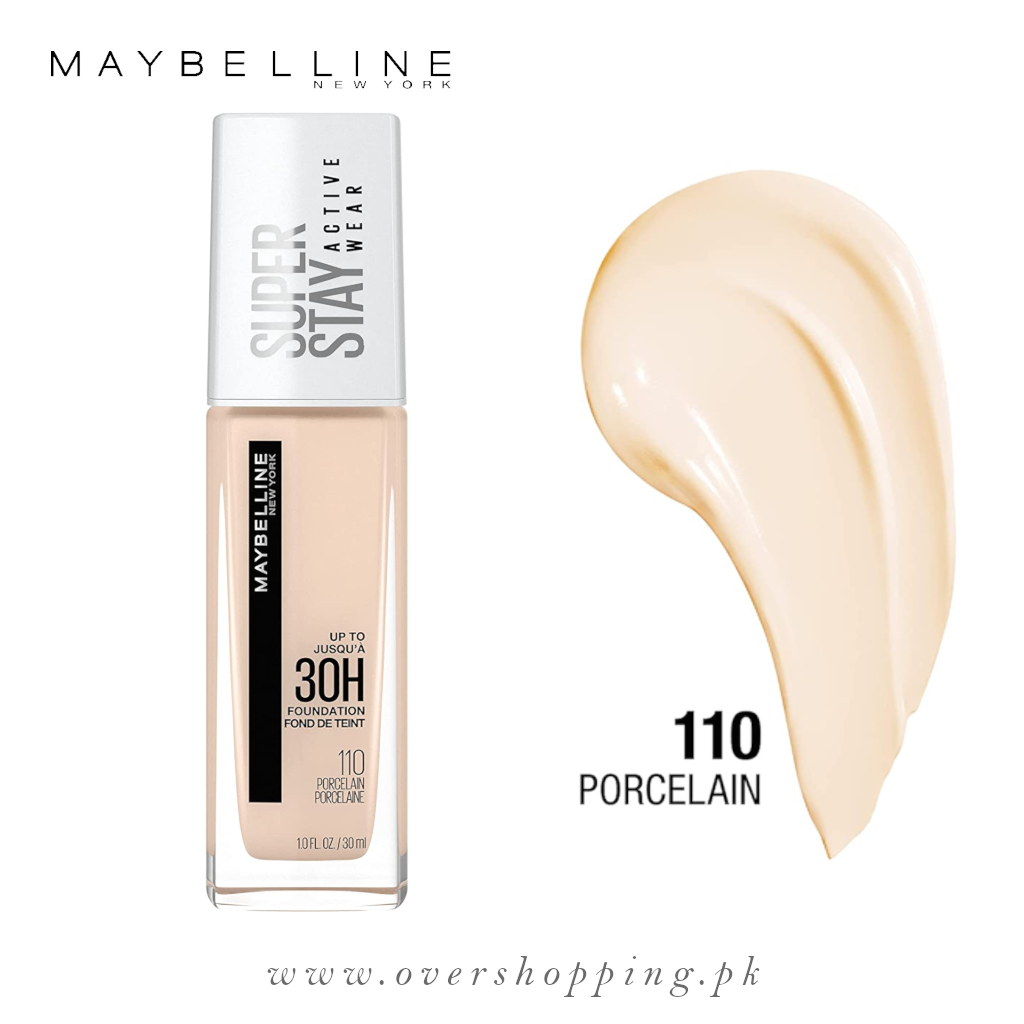 Maybelline Super Stay Full Coverage Liquid Foundation, Matte Finish Make Up Foundation, Porcelain No.110, 1.0 Fl.Oz