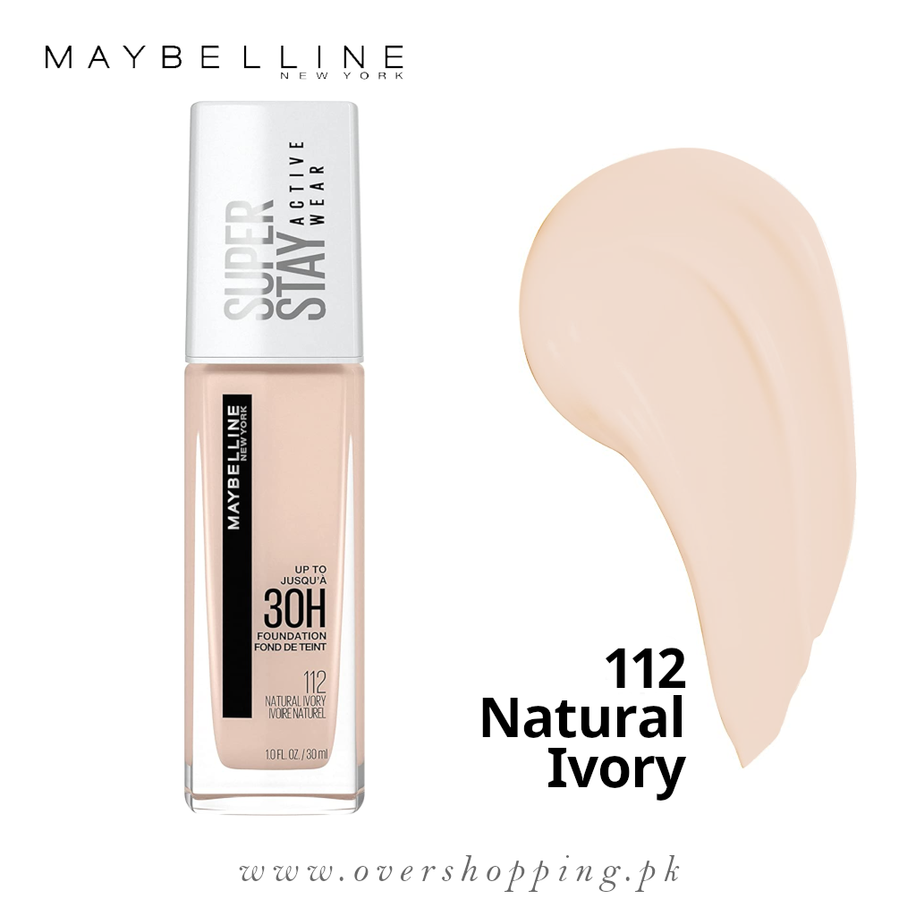 Maybelline Super Stay Full Coverage Liquid Foundation, Matte Finish Make Up Foundation, Natural Ivory No.112, 1.0 Fl.Oz