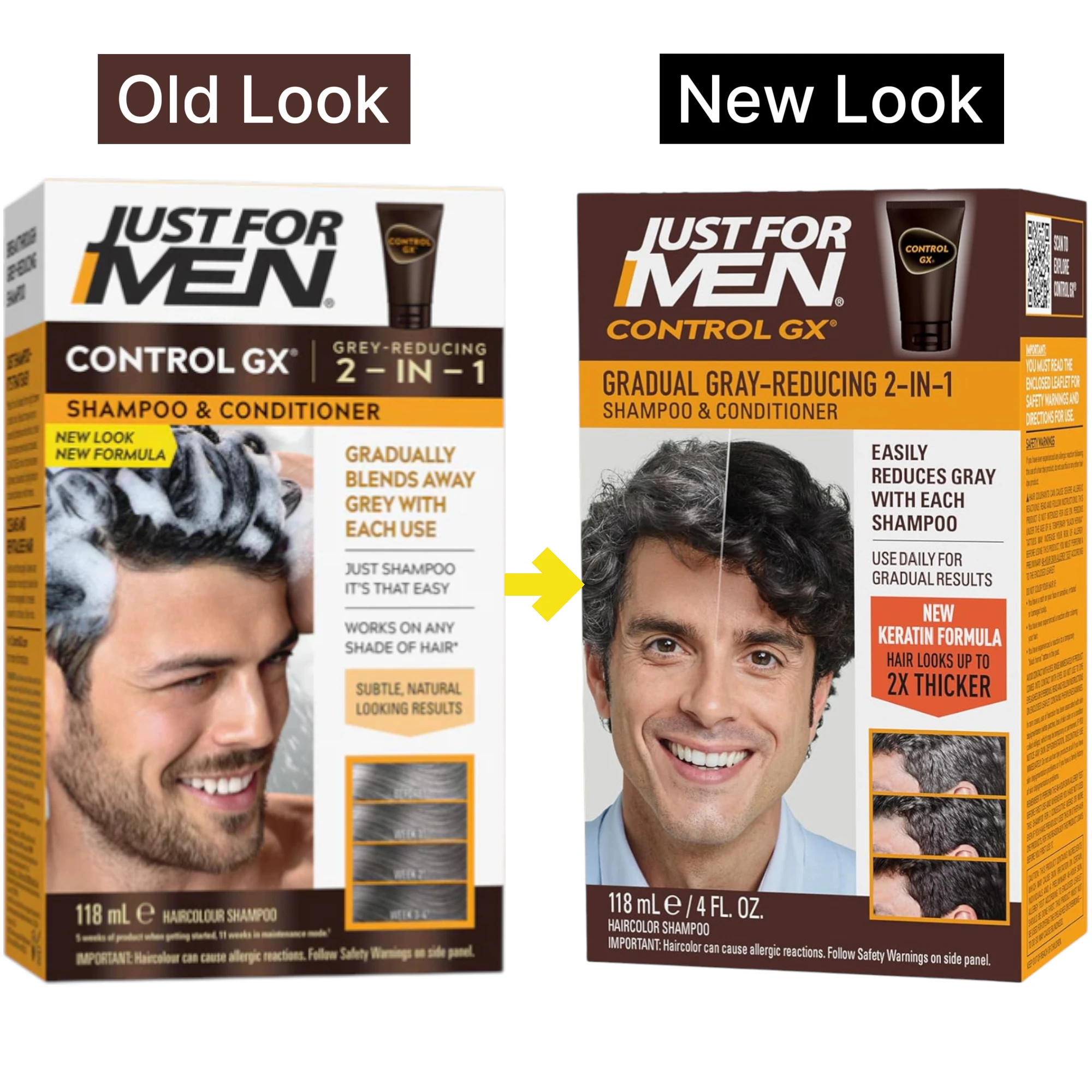 Just For Men Control GX Grey Reducing 2-in-1 Shampoo & Conditioner 4 Fl Oz (118ml)
