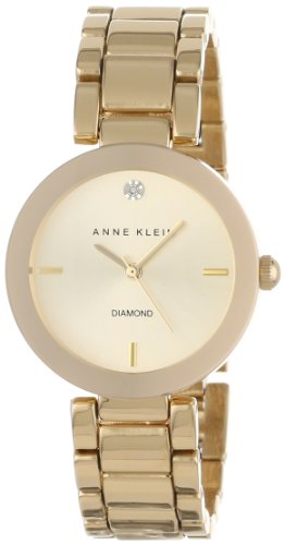Anne Klein Women s AK/1362CHGB  Diamond Dial Gold-Tone Bracelet Watch
