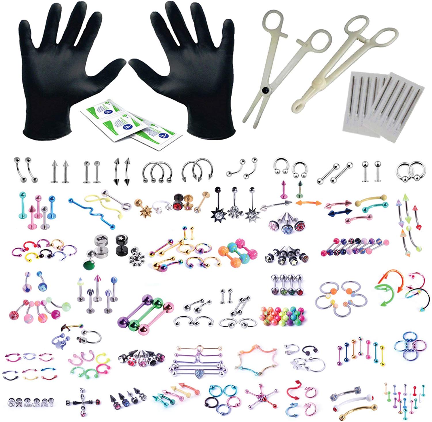156 PCS Body Piercing Jewelry Kit 14G/16G – Bulk Nose, Ear & Lip Rings Set Pakistan