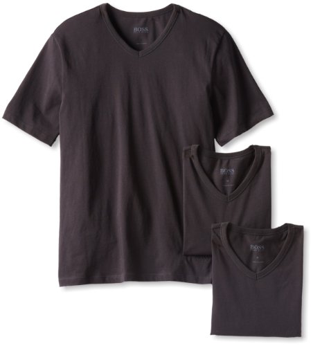 BOSS HUGO BOSS Men s 3-Pack Cotton V-Neck T-Shirt, Black, Large