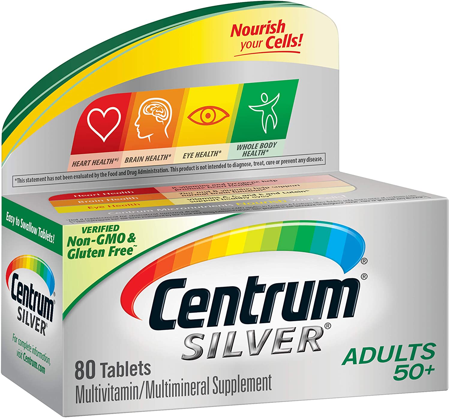 Centrum Silver Multivitamin for Adults 50 Plus, Multivitamin/Multimineral Supplement with Vitamin D3, B Vitamins, Calcium and Antioxidants - 80 Count