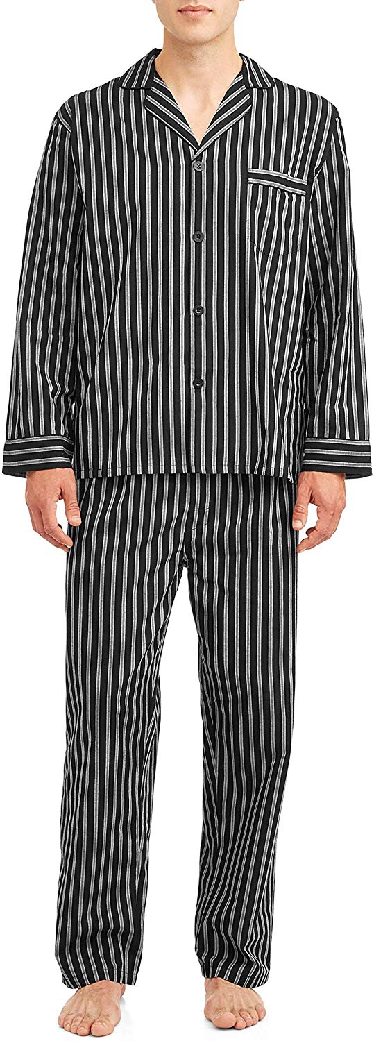 Men’s Woven Striped Pajama Set – Comfortable Cotton Night Suit Pakistan (Black/Grey)