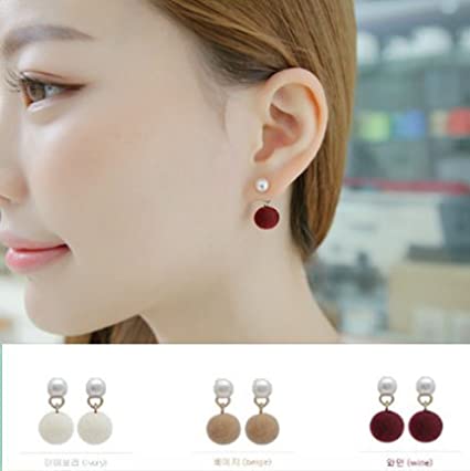 imported jewelry ear lovely autumn and winter around style pearl ball earrings earrings earrings