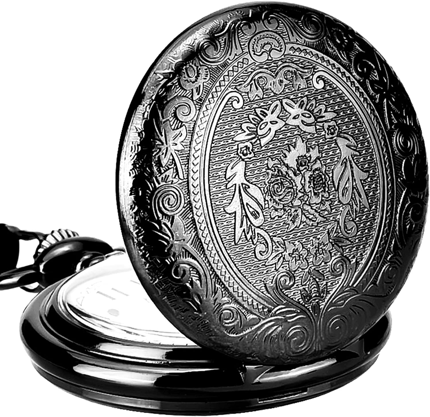Mudder Vintage Stainless Steel Quartz Pocket Watch Chain - Black