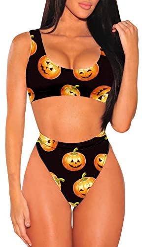 Pink Queen Women's Crop Top High Waisted Cheeky Bikini Set Two Piece Swimsuits