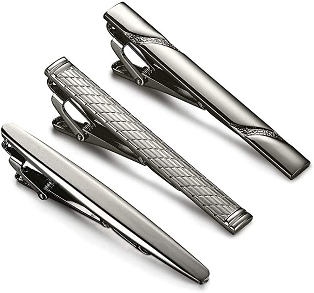 QIMOSHI 6 Pcs Tie Clips for Men Tie Bar Clip Set for Regular Ties Necktie Wedding Business Tie Pin Clips