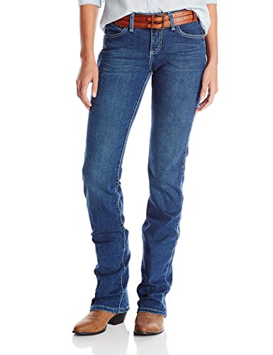 Wrangler Women s Cowgirl Cut Ultimate Riding Jean Q-Baby Midrise Jean, Vintage Cast White Leather/Lace, 13/14x32
