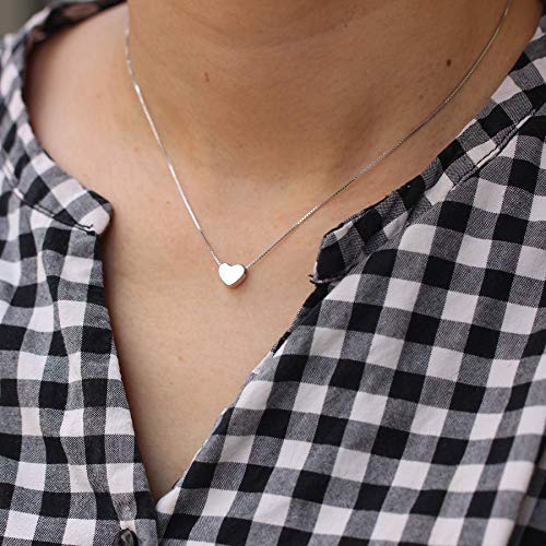 WRISTCHIE Sterling Silver Tiny Floating Heart Necklace 18"