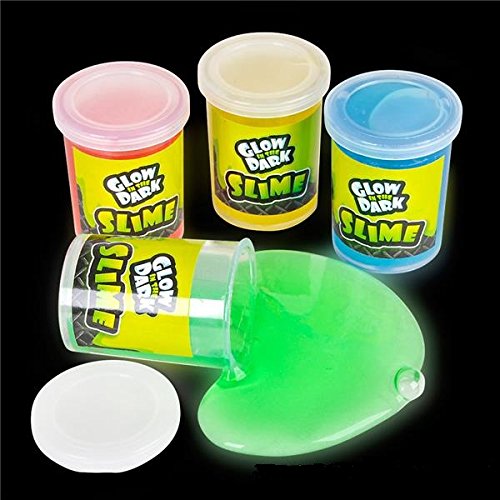 Glow In The Dark Slime 12 Pack Assorted Neon Colors- Green, Blue, Orange And Yellow For Kids, Goody Bag Filler, Birthday Gifts Non-Toxic - By Katzco