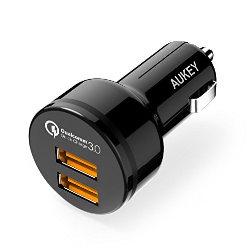 AUKEY Car Charger, 36W Dual Port Quick Charge 3.0, Cell Phone Car Adapter for iPhone 11 Pro Max/XS, Samsung Note10+ / S10 / S9, Google Pixel 4/4 XL, iPad, AirPods Pro, and More