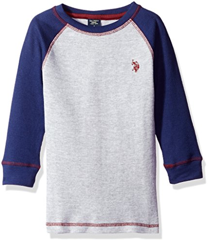 U.S. Polo Assn. Boys  Big Boys Raglan Sleeve Thermal Pullover, Marina Blue, 10/12
