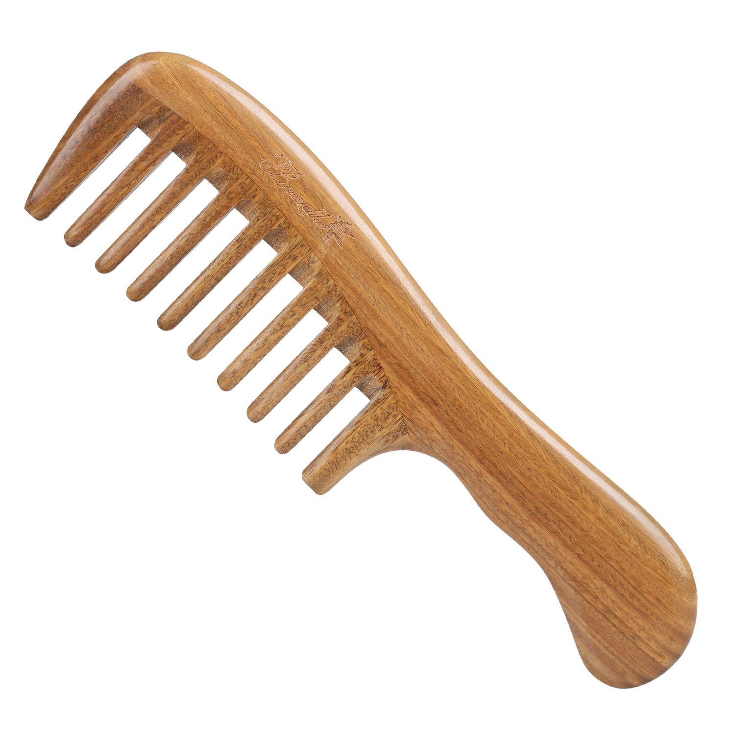 Breezelike Hair Comb for Detangling - Wide Tooth Wood Comb for Curly Hair - No Static Natural Wooden
