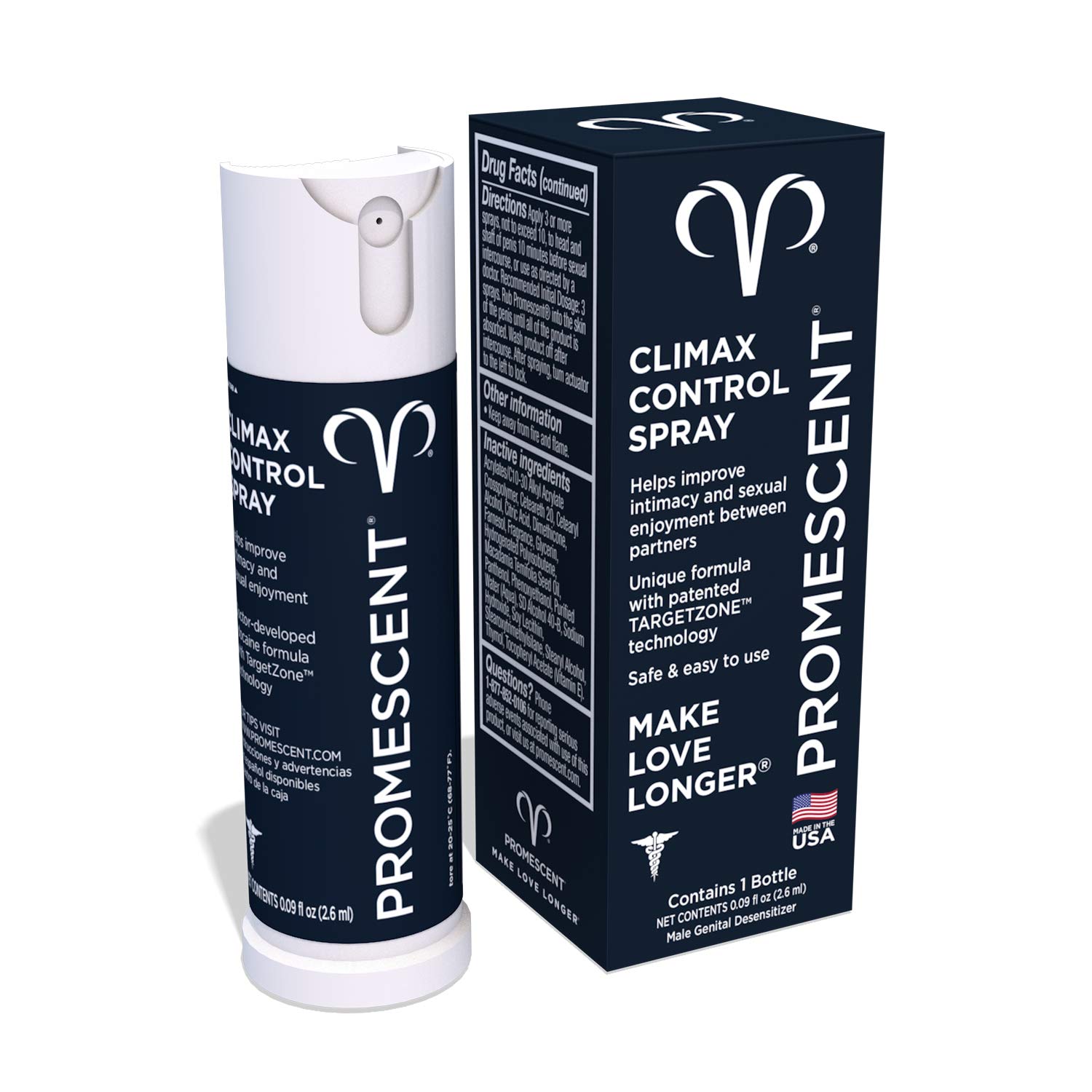 Promescent Desensitizing Delay Spray for Men Clinically Proven to Help You Last Longer in Bed - Better Maximized Sensation + Prolong Climax for Him - 2.6 ml