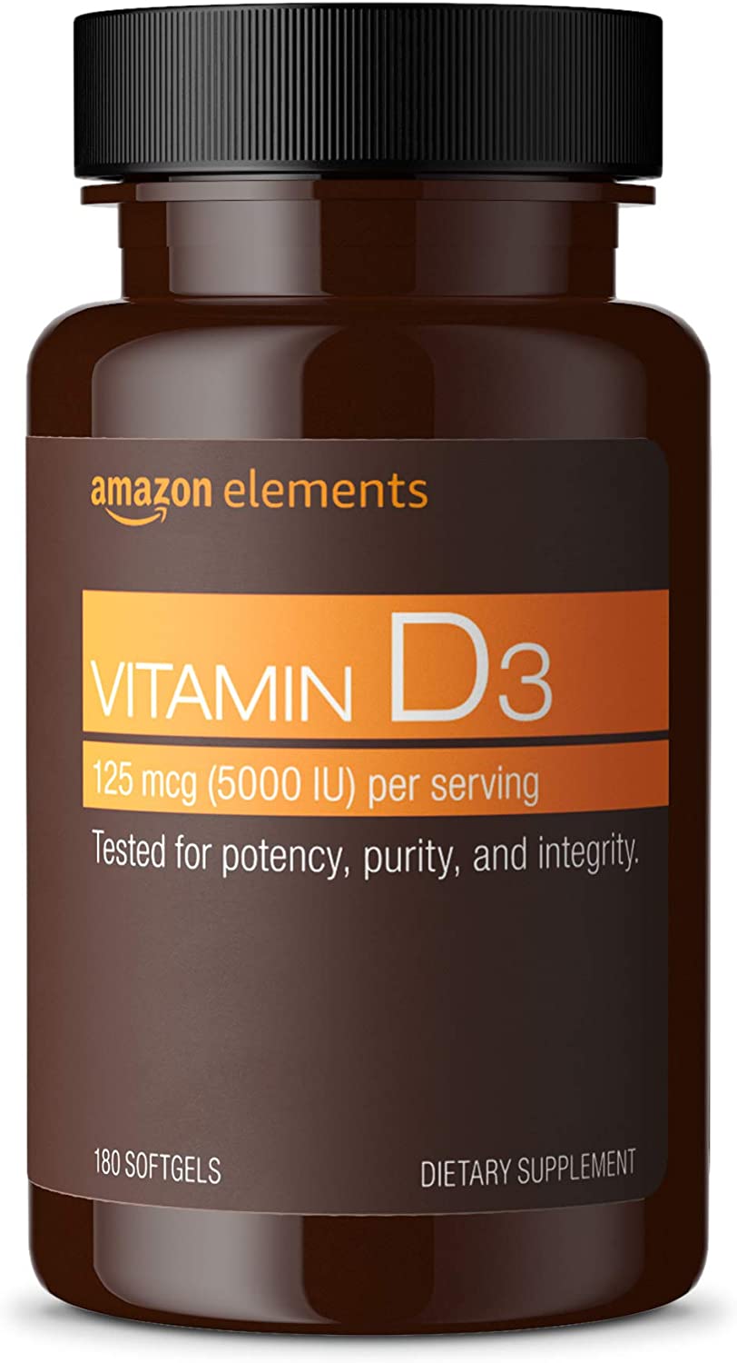 Vitamin D3, 5000 IU, 180 Softgels