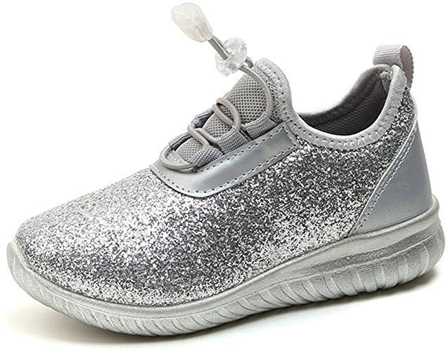 Komfyea Toddler/Little Kids Gold and Silver Girls Super Light Sneaker