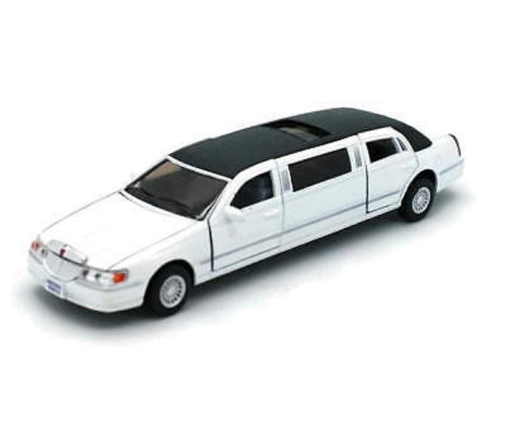 Kinsmart Scale Diecast 1999 Lincoln Town Car Stretch Limousine in Color White