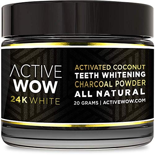 Active Wow Activated Coconut Teeth Whitening Charcoal Powder (100% Natural, Organic) - 0.7 oz (20g)