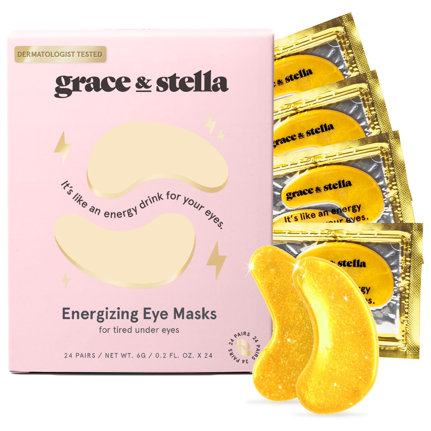 Grace & Stella Under Eye Mask - Reduce Dark Circles, Puffy Eyes, Undereye Bags, Wrinkles - Gel Under Eye Patches - 24 Pairsfor Women