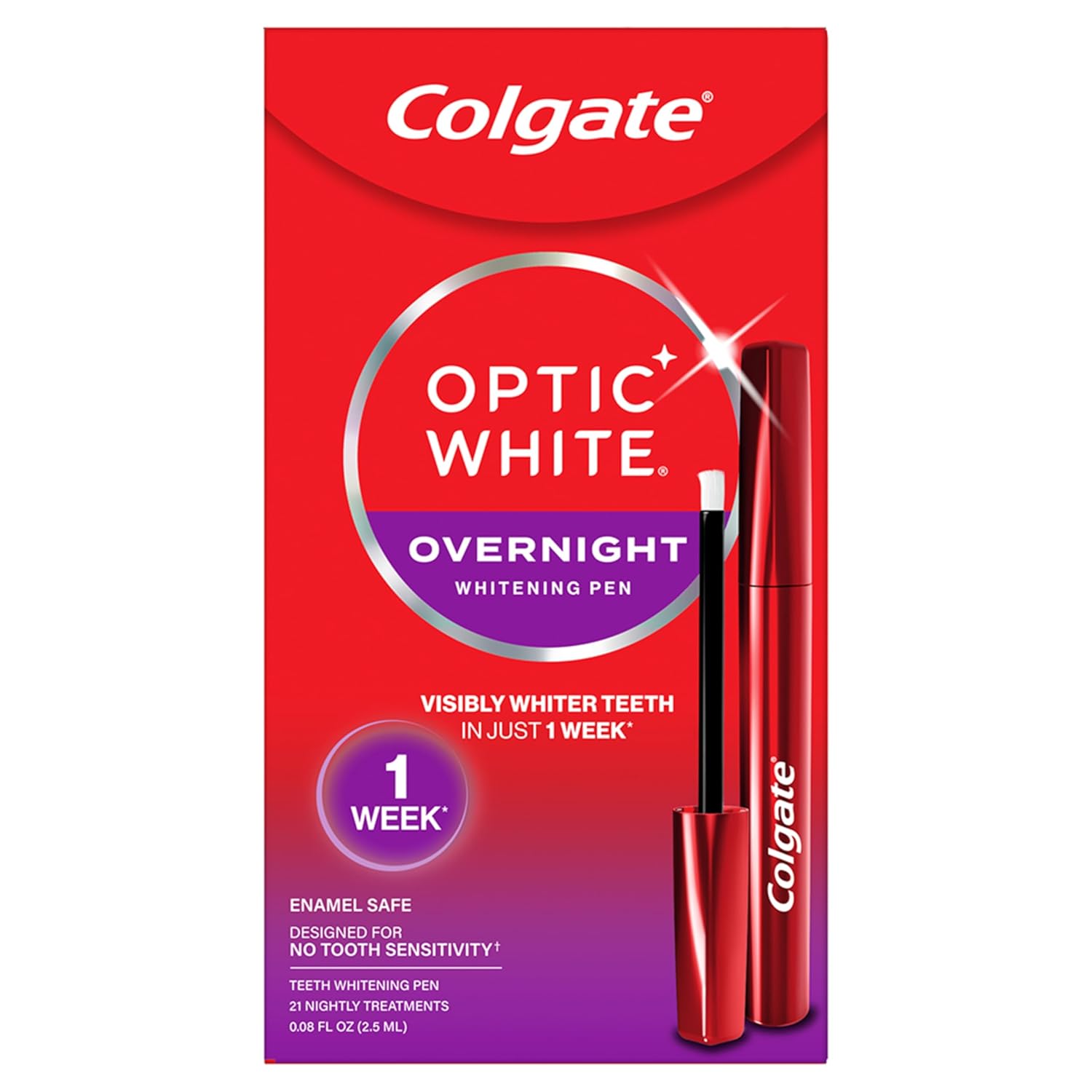 Colgate Optic White Overnight Teeth Whitening Gel Pen, 35 Treatments