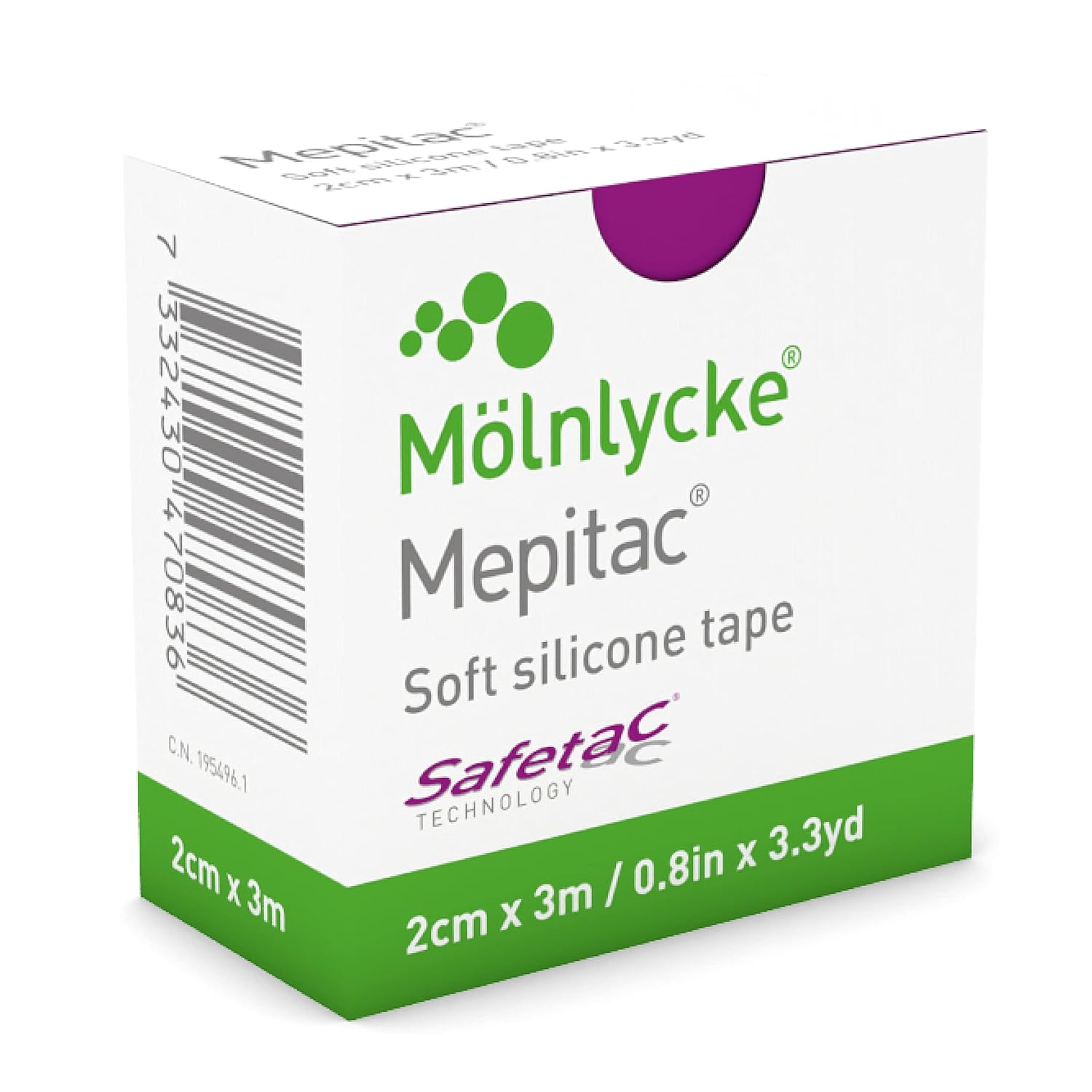 Molnlycke Mepitac 298300 Soft Silicone Tape, 2 cm x 3 /0.8 in x 3.3 yd