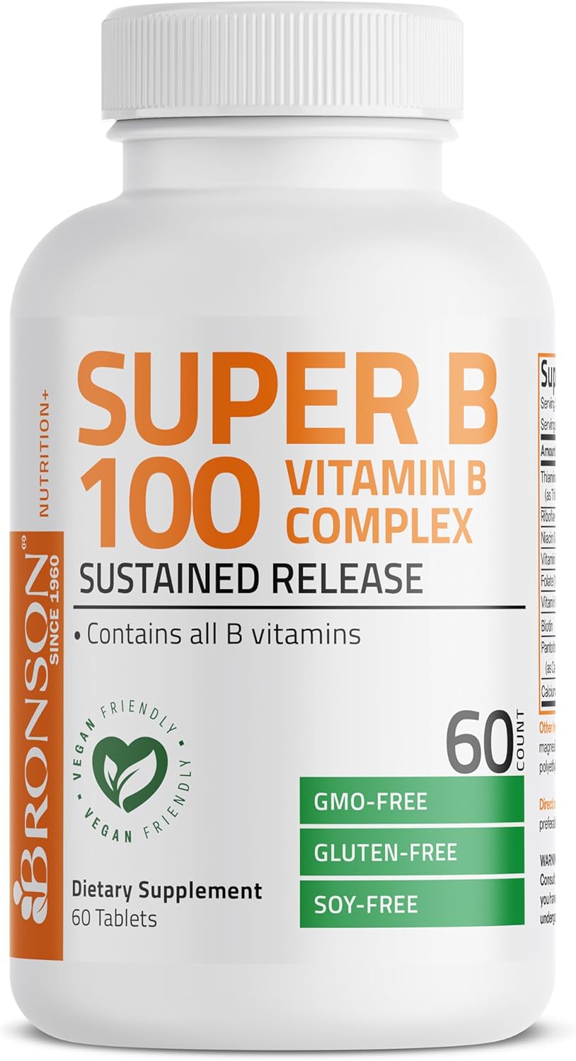 Bronson Super B100 Vitamin B Complex - 60 Tablets - Amazon Pakistan Import