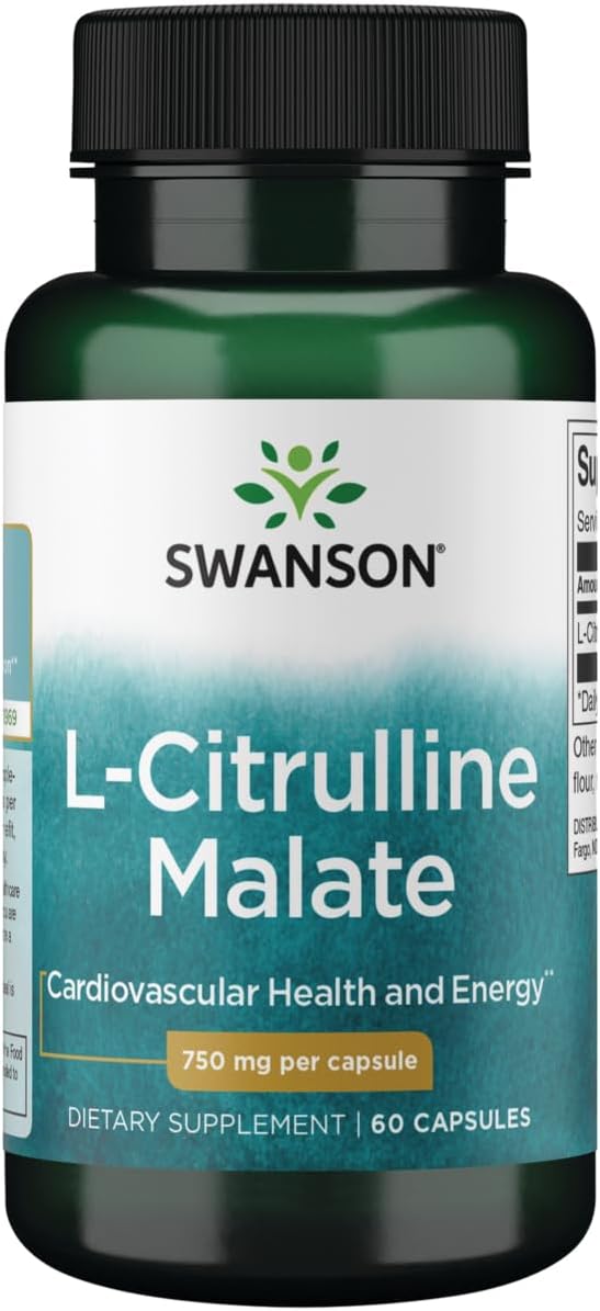Swanson L-Citrulline Malate - Amino Acid Supplement, 60 Capsules, 750mg Each