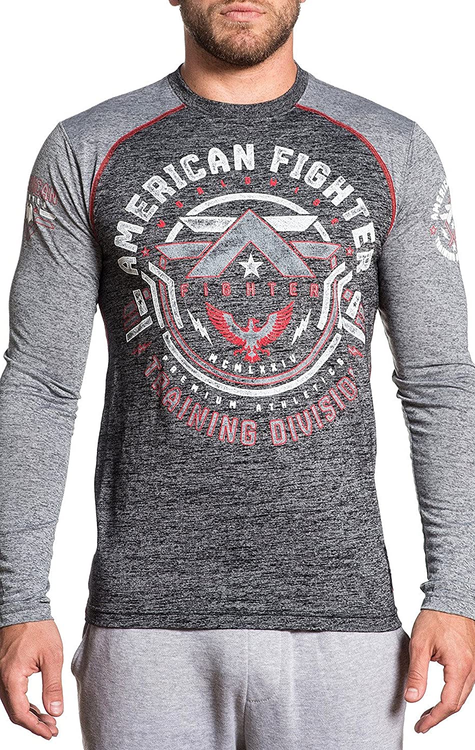 American Fighter Catalina Graphic Long Sleeve T-Shirt for Men by Affliction, Grey, 4X