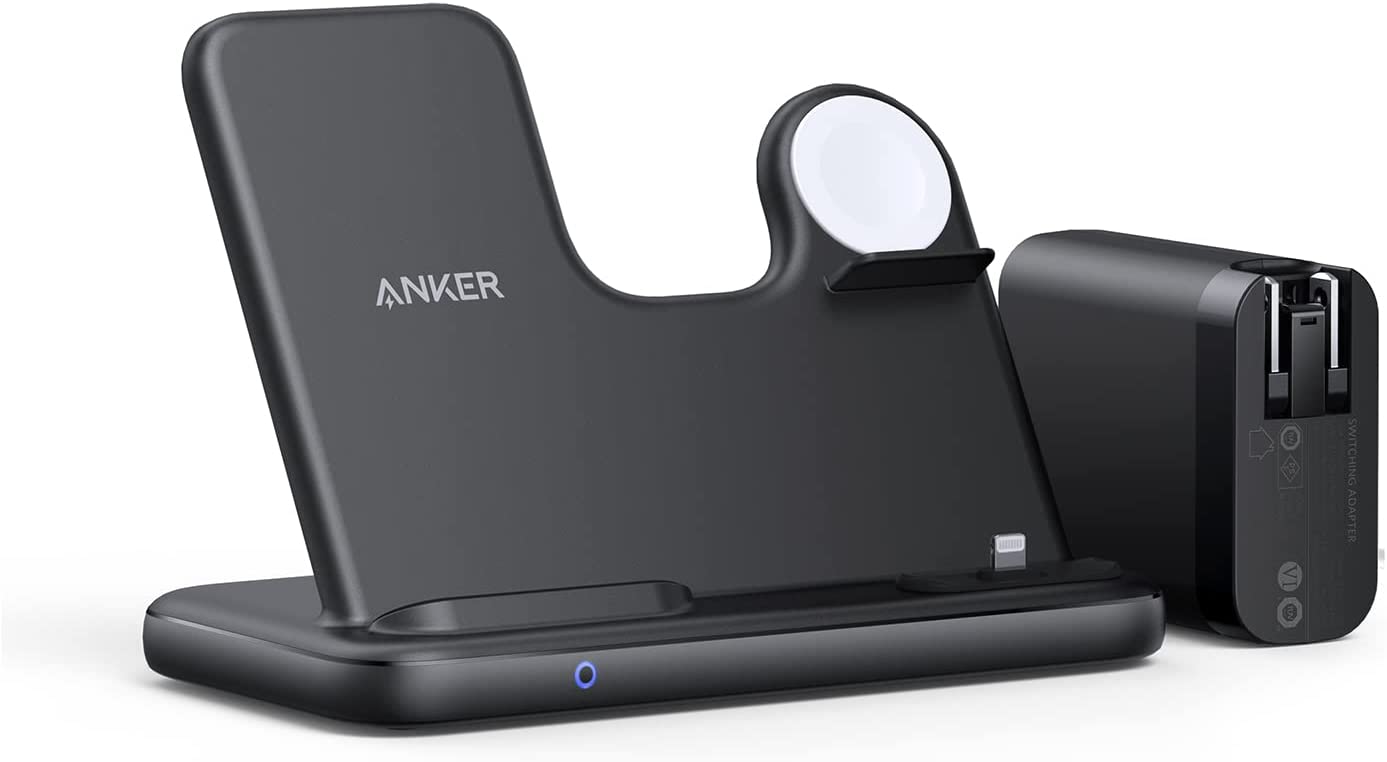 Anker Wireless Charger, 544 Wireless Charger (4-in-1 Stand) with 60W Quick Charge for iPhone and Apple Watch - Black