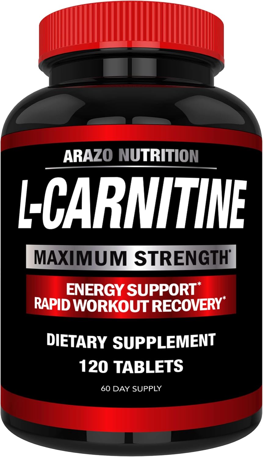 Arazo Nutrition Super Strength L-Carnitine 1000mg with Calcium - 120 Capsules (For Fat Burning, Metabolism & Muscle Gain)
