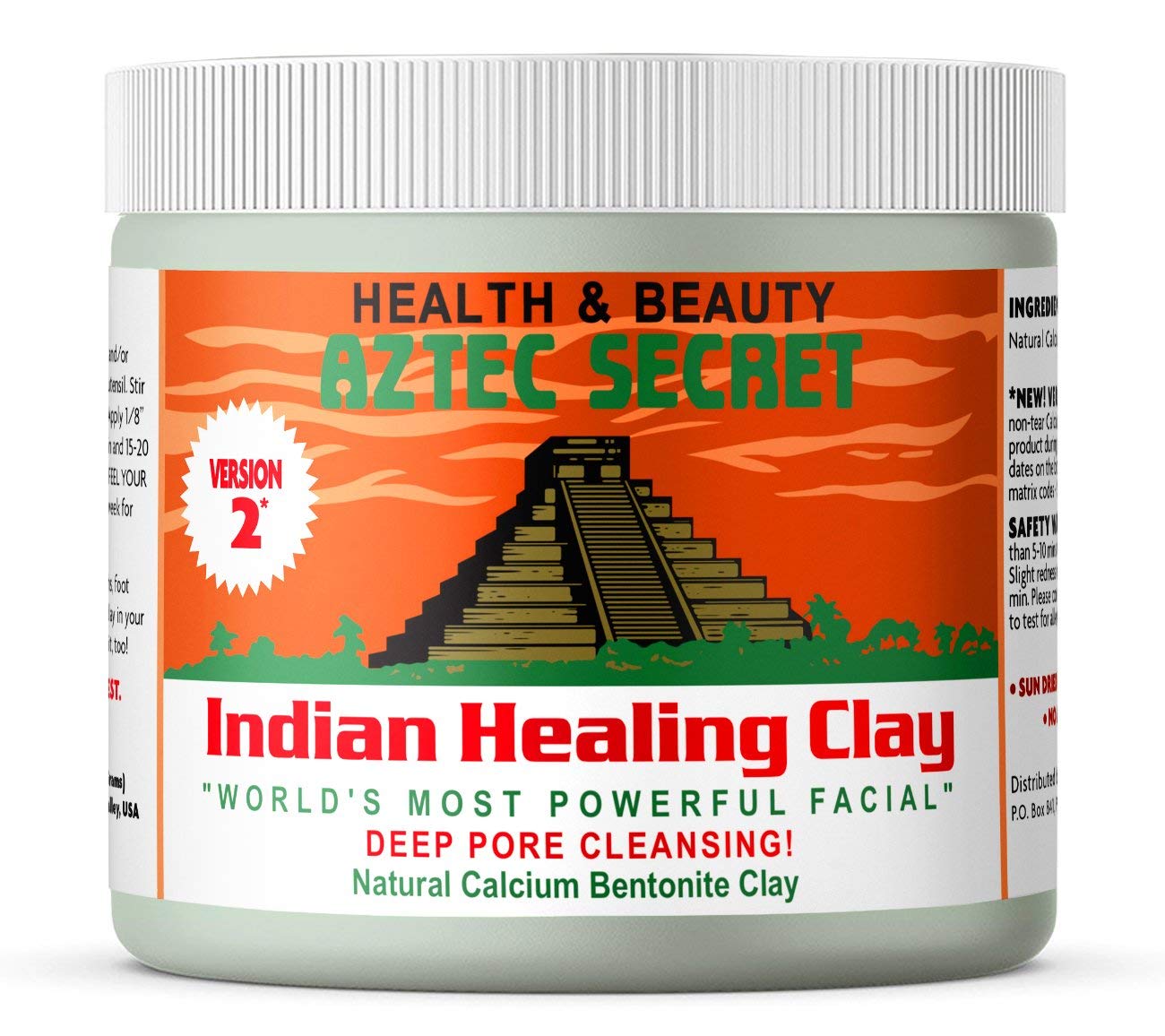 Aztec Secret – Indian Healing 100% Natural Calcium Bentonite Clay Deep Pore Cleansing Facial & Body Mask  - 1 lb (453g)