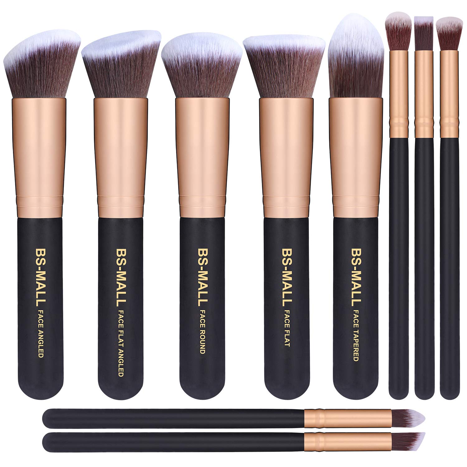 BS-MALL Premium Makeup Synthetic Kabuki Cosmetics Brushes Set (10Pcs, Gold)
