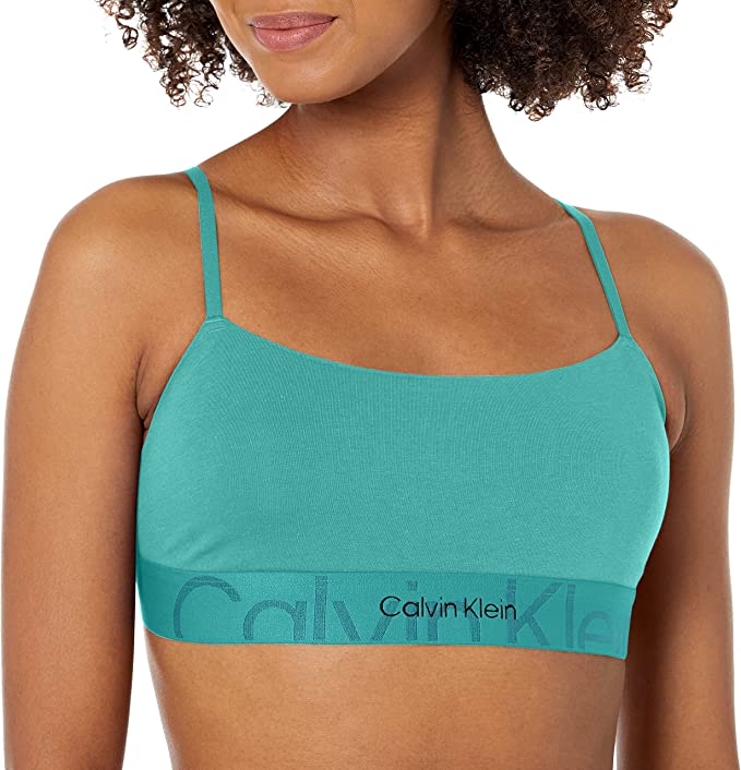 Calvin Klein Women's Bra, Embossed Icon Unlined Wireless Bralette - Distorted Blue
