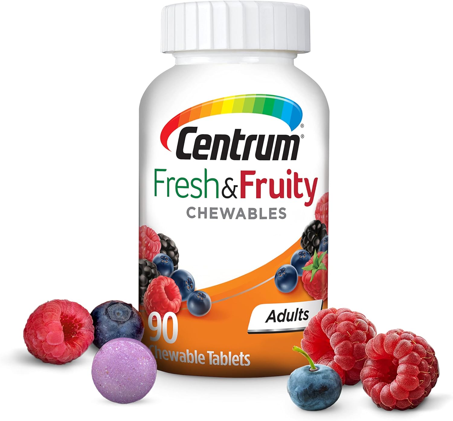 New Formula Centrum Adults Fresh Fruity Chewables Multivitamin Multimineral Supplement, Mixed Berry, 90 Count