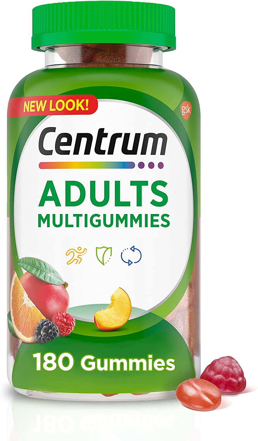 Centrum MultiGummies Gummy Multivitamin for Adults D, B and E, Assorted Fruit Flavor - 180 Count - New Look