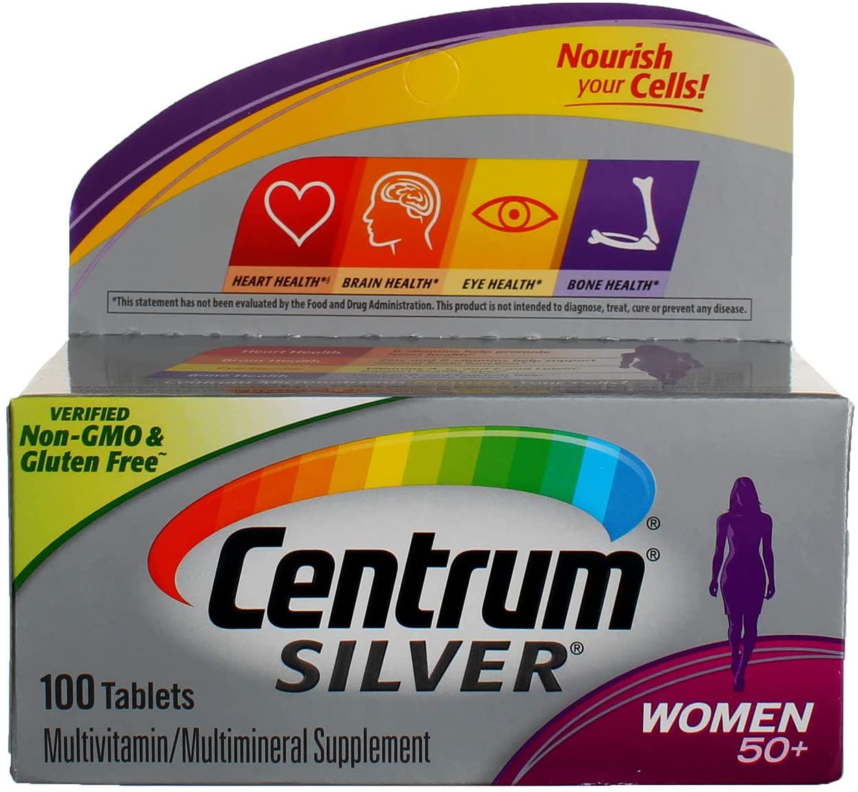Centrum Silver Multivitamin/Multimineral Supplement Tablets for Women 50+ Age, Pack of 2 - 100 Count