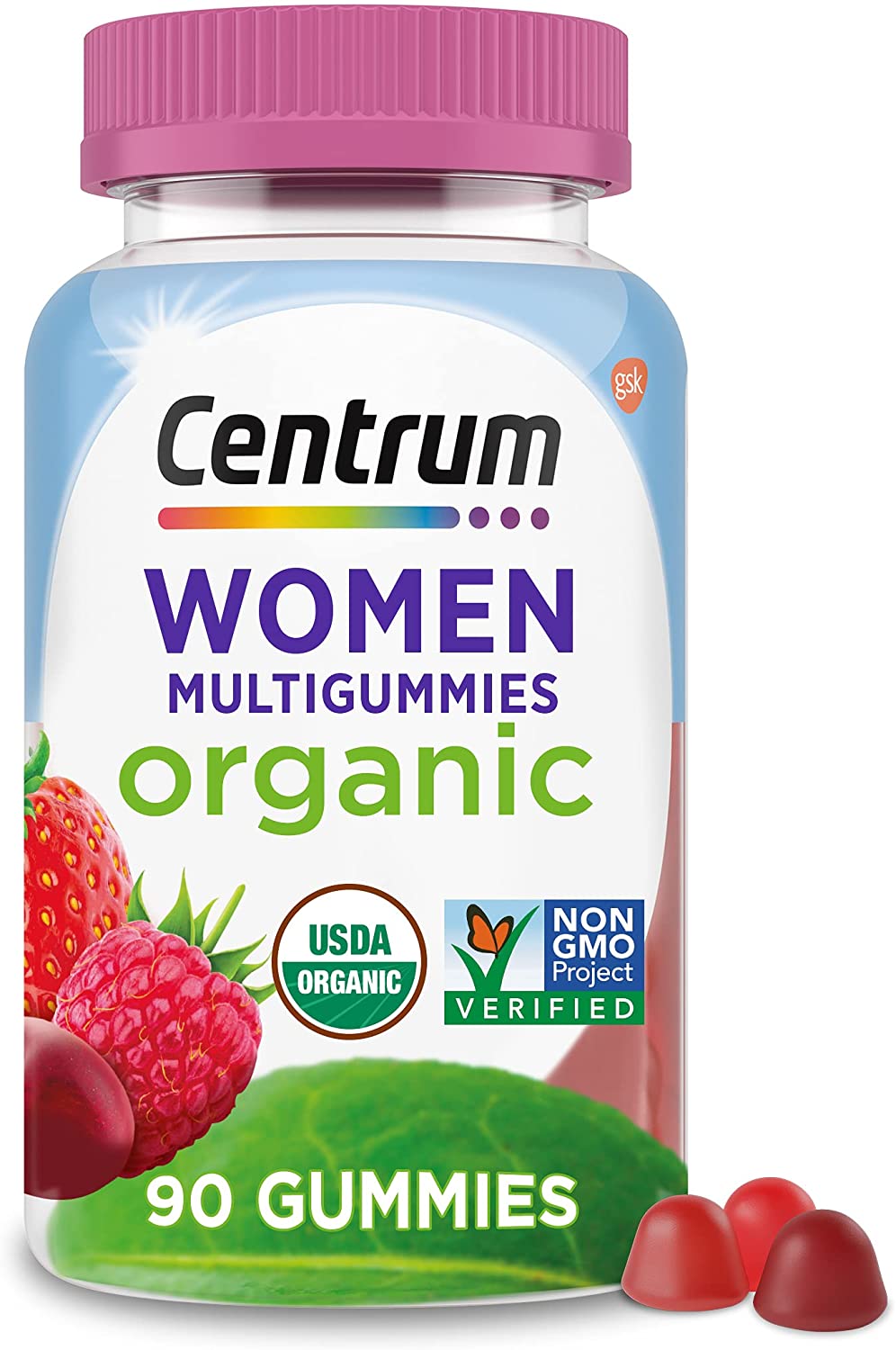 Centrum Women's Organic Multigummies Multivitamin Gummies for Women Metabolism, and Hair Skin and Nails Vitamins - 90 Ct