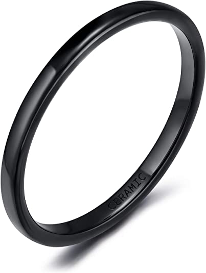 Ceramic Rings for Men Women Comfort Fit Engagement Wedding Band Size 3-13 - Black