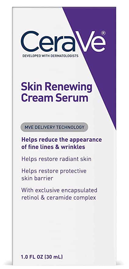 CeraVe Anti Aging Retinol Serum | Cream Serum for Smoothing Fine Lines and Skin Brightening | With Retinol, Hyaluronic Acid,1 Ounce