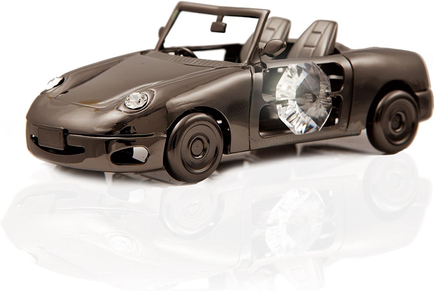 Charcoal Metal Plated Car Made With Genuine Austrian Crystals 3.5 inches