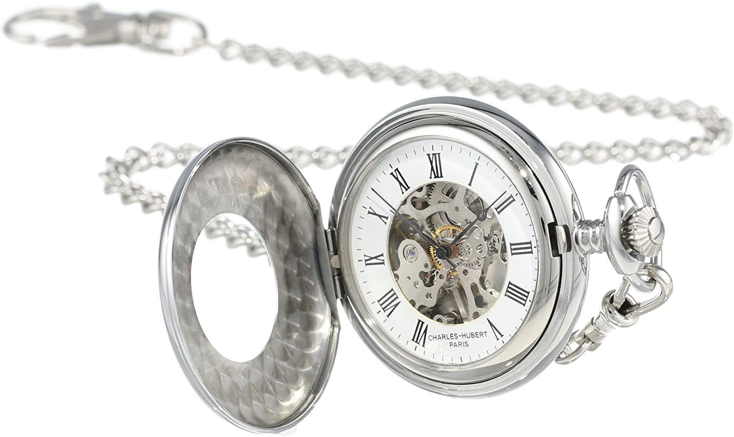 Charles-Hubert, Paris Stainless Steel Mechanical Pocket Watch