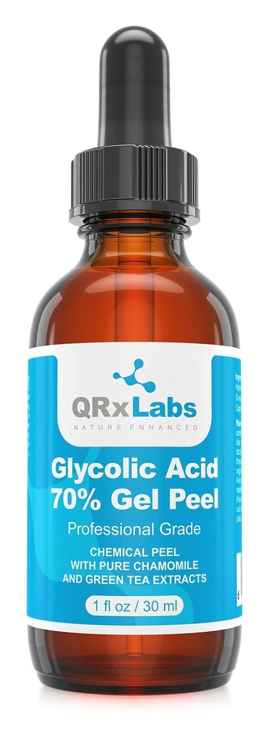Professional Grade Glycolic Acid 70% Gel Peel with Chamomile and Green Tea Extracts - Skin Renewal and Rejuvenation - 1 fl oz