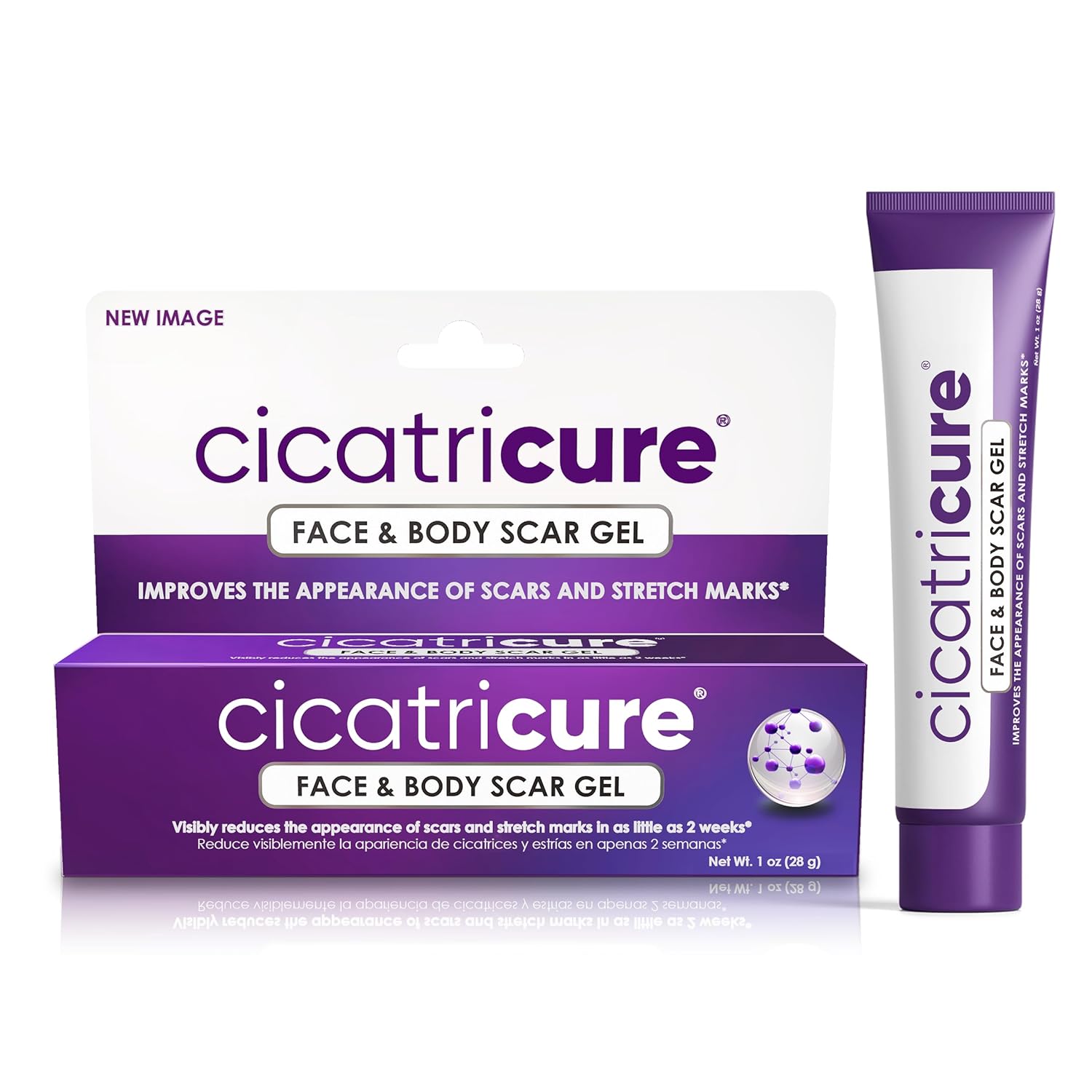 Cicatricure Face & Body Scar Gel, Reduces the Appearance of Old & New Scars, Stretch Marks, Surgery, Injuries, Burns and Acne - 1 Oz (28g)