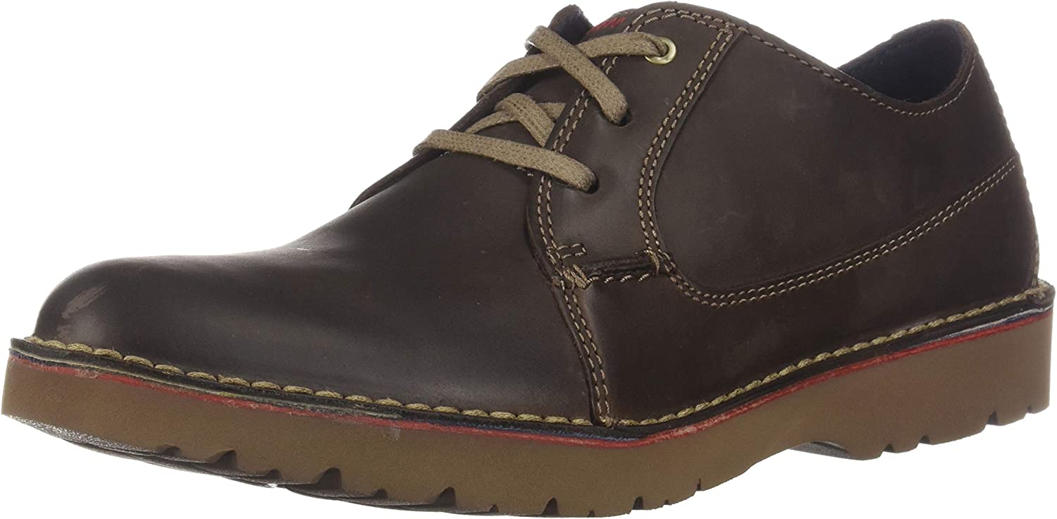 Clarks Men's Vargo Plain Oxford, US, Size 12 UK Wide - Dark Brown Leather