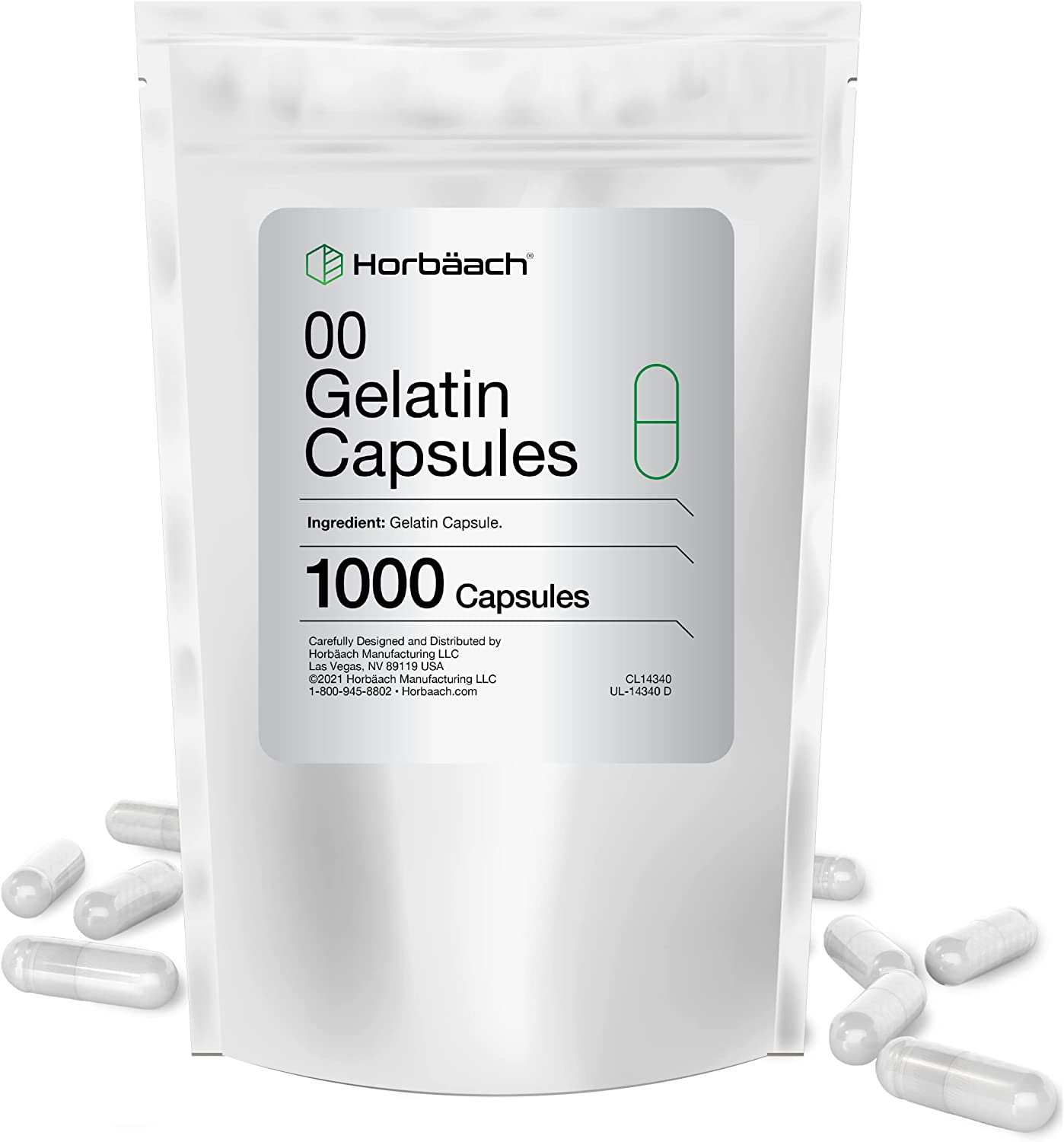 Clear Size 00 Empty Capsules,1000 Gelatin Capsules by Horbaach