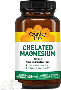 Country Life - Chelated Magnesium, 250 mg, 180 tablets