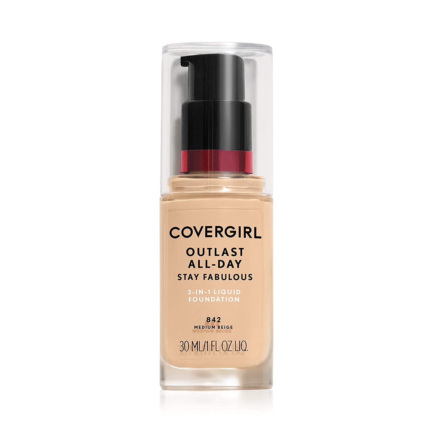 COVERGIRL Outlast Stay Fabulous 3-in-1 All Day Foundation, Medium Beige, 842 - 1 Fl.Oz (30 ml)