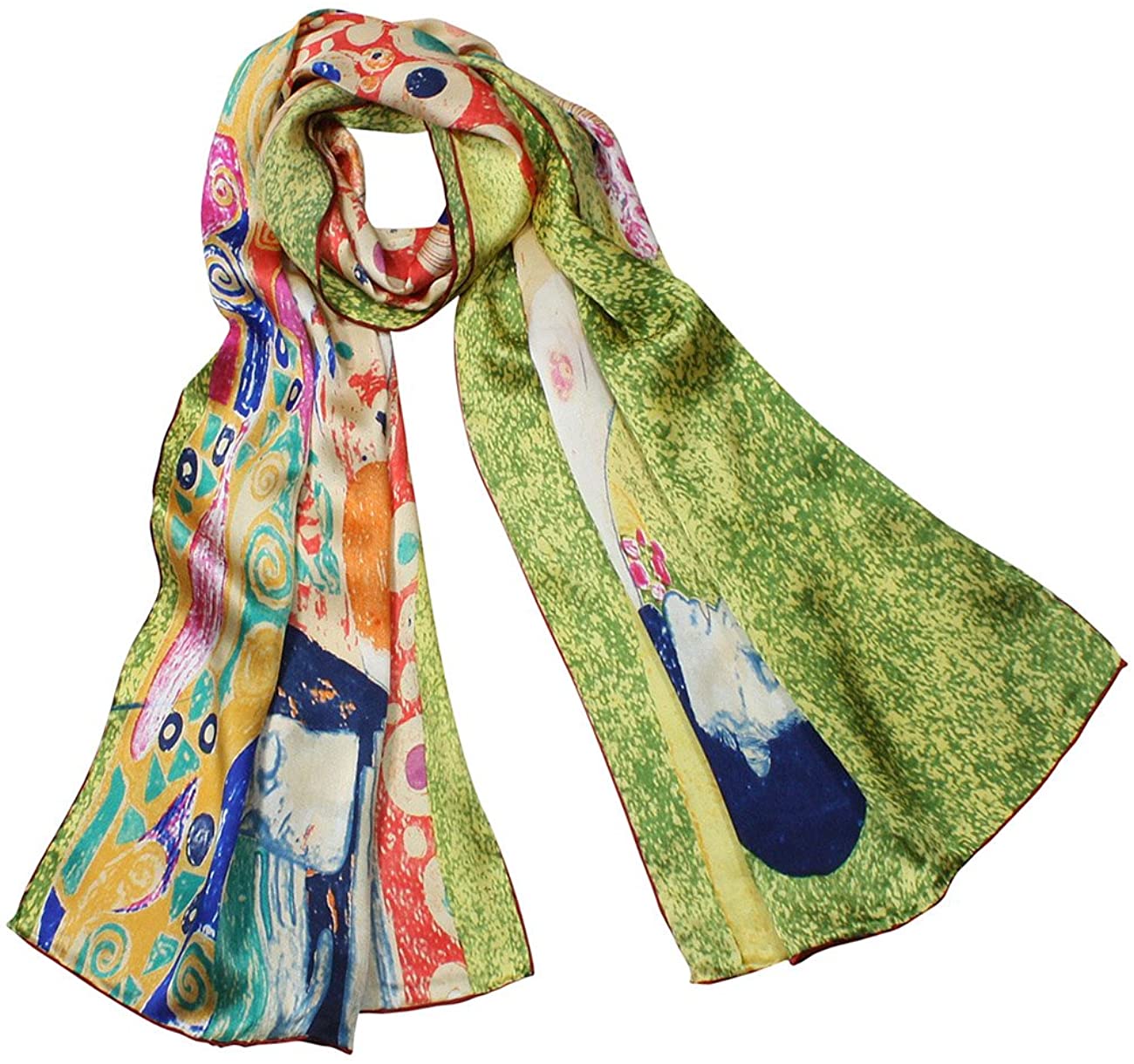 Dahlia Women's 100% Luxury Silk Scarf - Gustav Klimt's Famous Painting (Color Hope Ii)